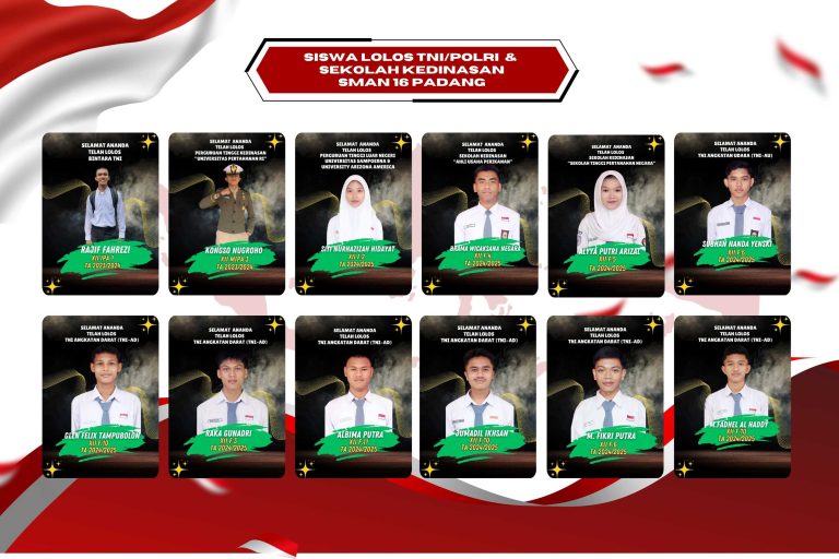 SMAN 16 Padang Cetak Generasi Unggul, Siswa Berhasil Lolos TNI/POLRI dan Sekolah Kedinasan, Tahun 2025